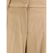 Beige Fleece Wool Casual Pants