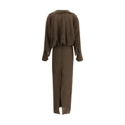 Mångfärgad silke-klänning för vardagsbruk