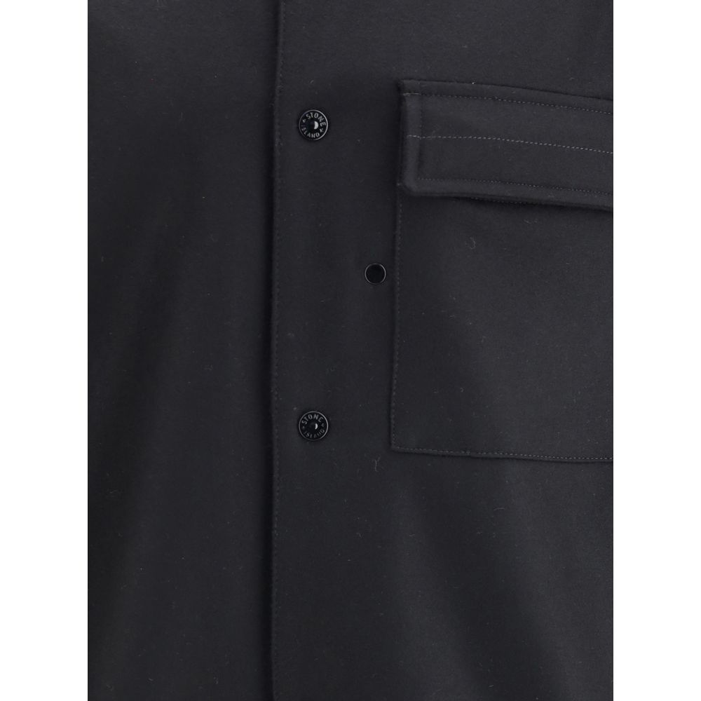 Black Fleece Wool Coat