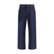 Blue Cotton Straight-Leg Jeans