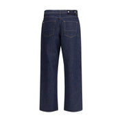 Blue Cotton Straight-Leg Jeans
