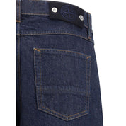 Blue Cotton Straight-Leg Jeans