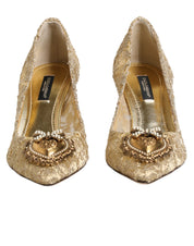 Dolce & Gabbana Gold Lace Pumps