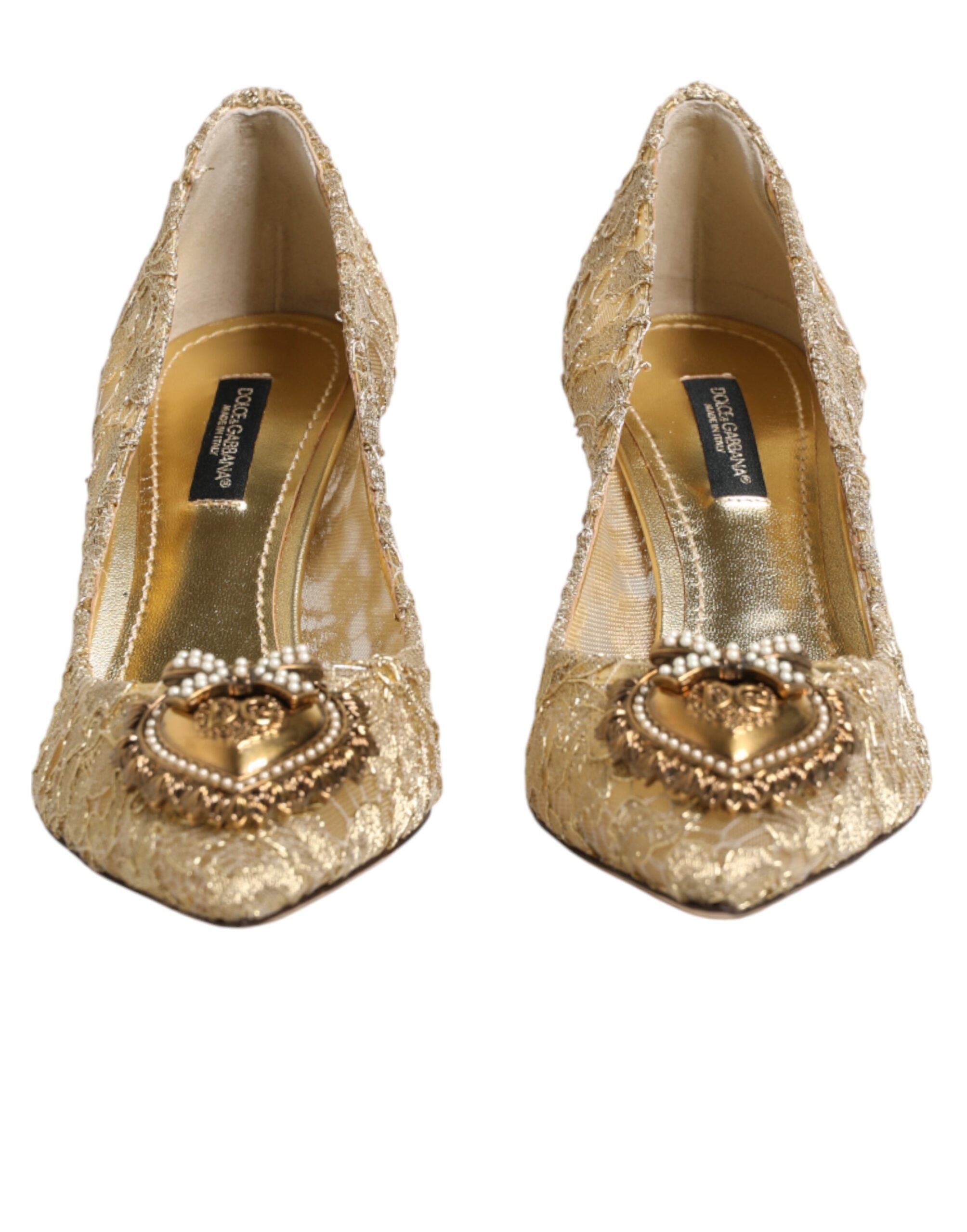 Dolce & Gabbana Gold Lace Pumps