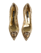 Dolce & Gabbana Gold Lace Pumps