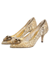 Dolce & Gabbana Gold Lace Pumps