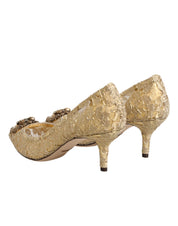 Dolce & Gabbana Gold Lace Pumps