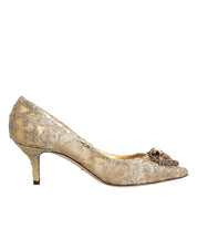 Dolce & Gabbana Gold Lace Pumps