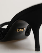 Dolce & Gabbana Black Embroidered Slip-On Heels