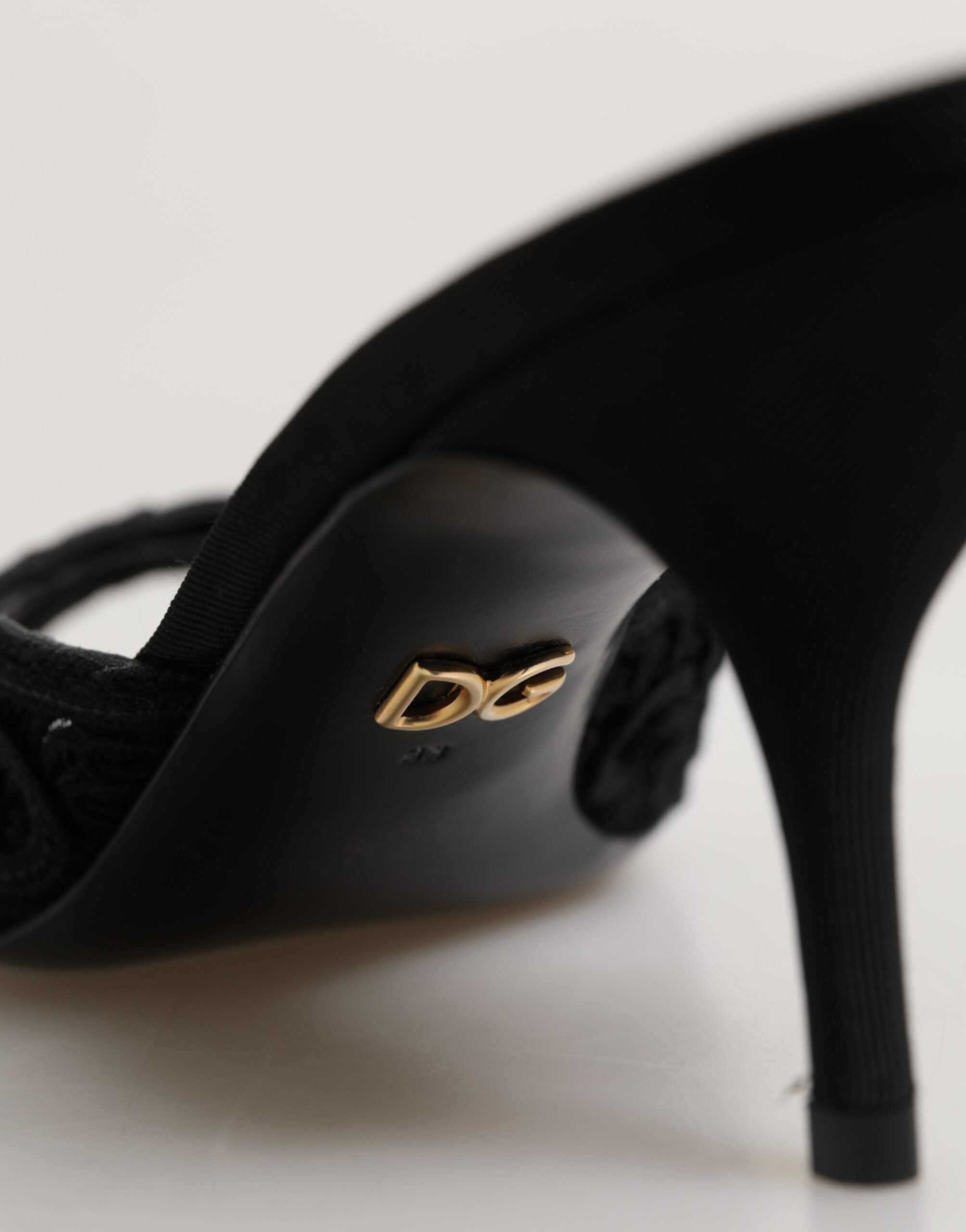 Dolce & Gabbana Black Embroidered Slip-On Heels