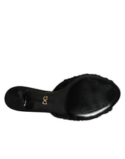 Dolce & Gabbana svarta broderade slip-on klackskor