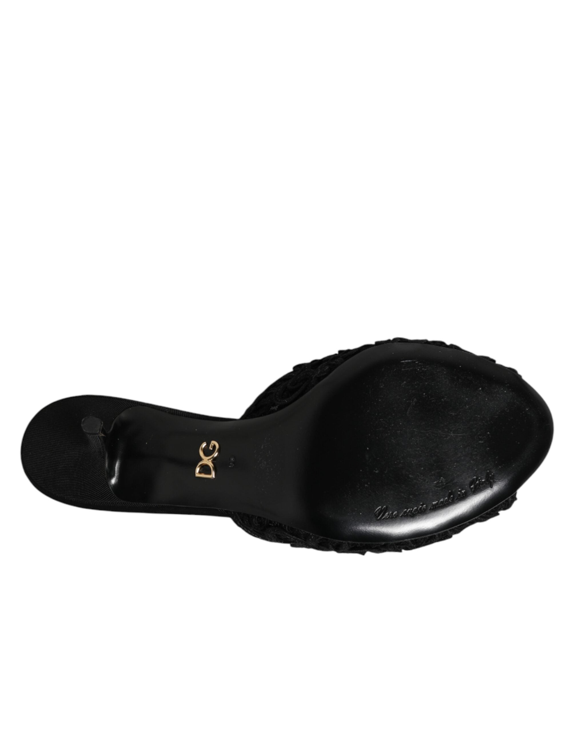 Dolce & Gabbana svarta broderade slip-on klackskor