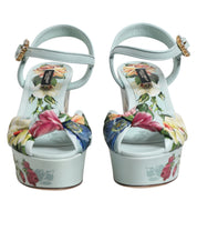 Dolce & Gabbana Green Calf Leather Wedge Sandals