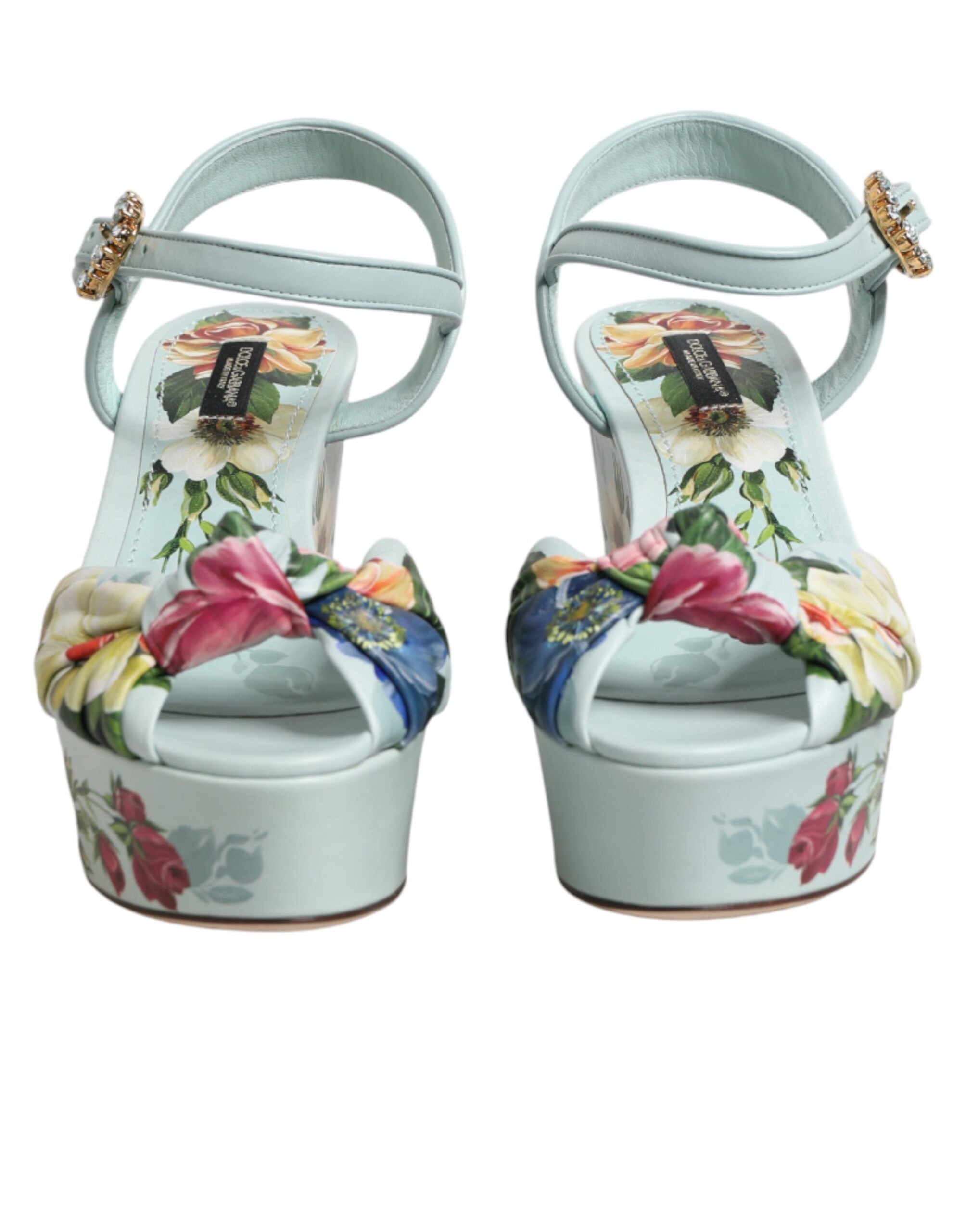Dolce & Gabbana Green Calf Leather Wedge Sandals