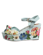 Dolce & Gabbana Green Calf Leather Wedge Sandals