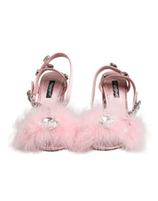 Dolce & Gabbana Pink Sequined Ankle Strap Sandals