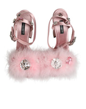 Dolce & Gabbana Pink Sequined Ankle Strap Sandals