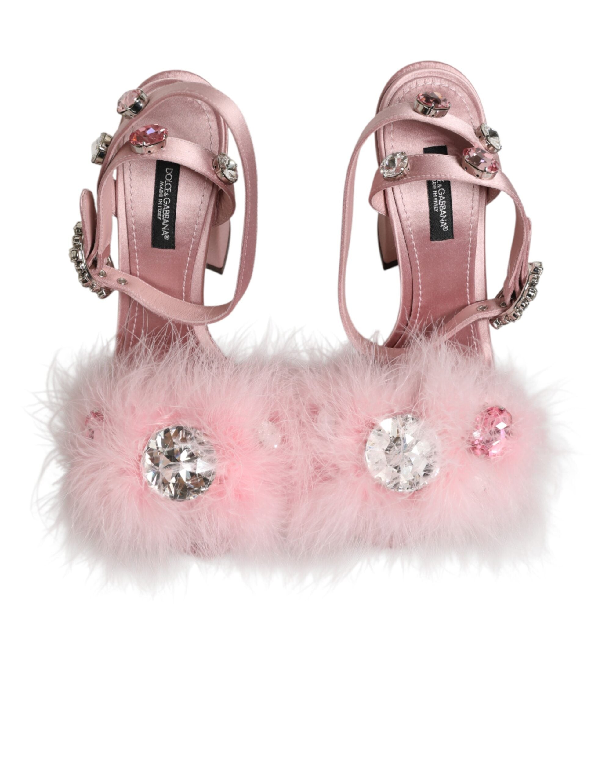 Dolce & Gabbana Pink Sequined Ankle Strap Sandals
