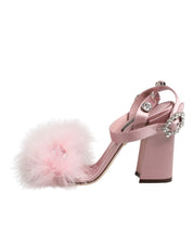 Dolce & Gabbana Pink Sequined Ankle Strap Sandals