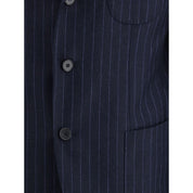 Blue Fleece Wool Two-Piece Suit