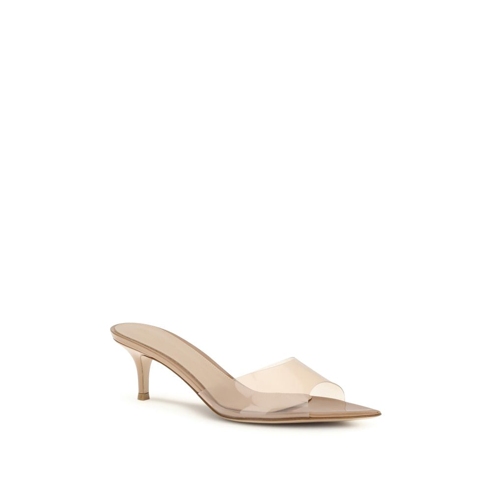 Beige sandaler med stilettohäl i polyuretan