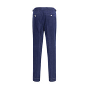 Blue Wool Casual Pants
