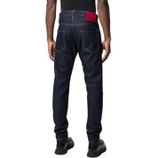 Blue Cotton Straight-Leg Jeans