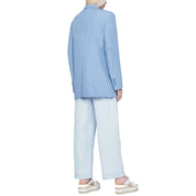 Blue Cotton Casual Pants