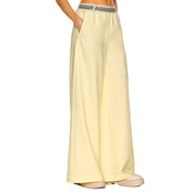 Yellow Wool Casual Pants