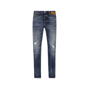 Blue Cotton Straight-Leg Jeans