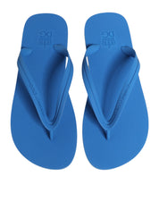 Blue White Rubber Slides with Logo Details