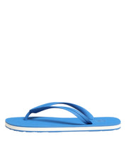 Blue White Rubber Slides with Logo Details