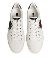 Dolce & Gabbana vita låga sneakers i läder med hjärtutsmyckning
