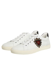 Dolce & Gabbana White Leather Low-Top Sneakers