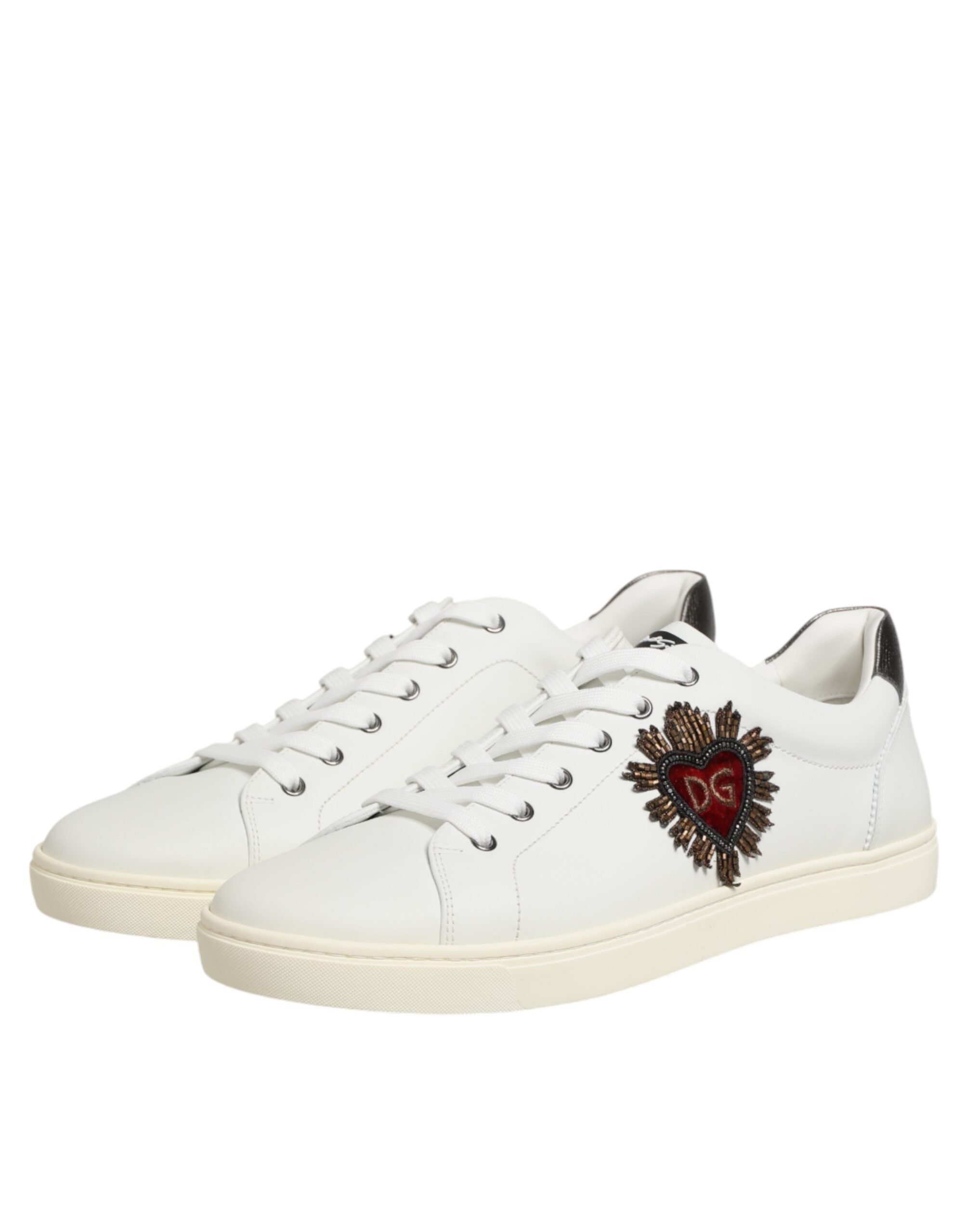 Dolce & Gabbana White Leather Low-Top Sneakers