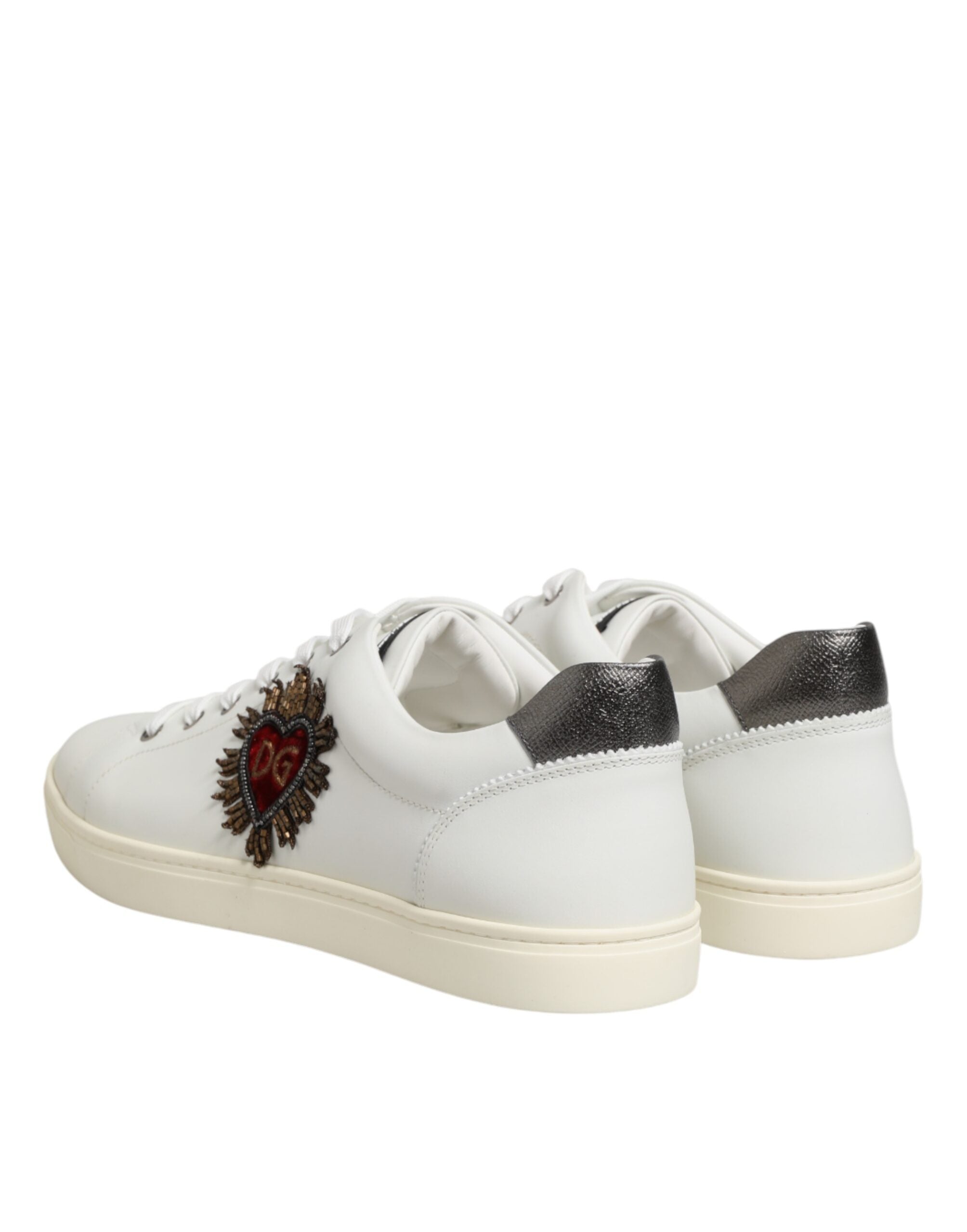 Dolce & Gabbana White Leather Low-Top Sneakers