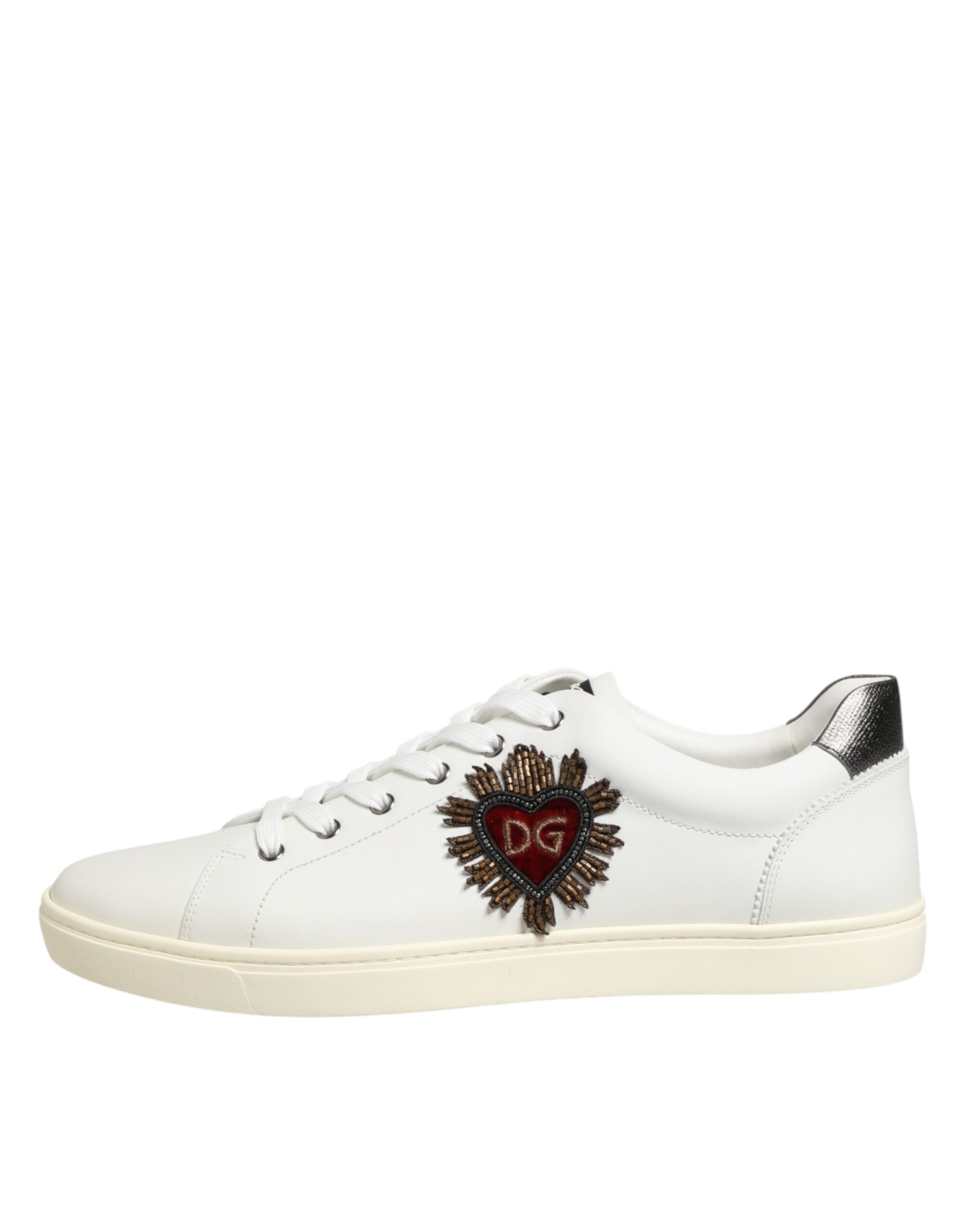 Dolce & Gabbana White Leather Low-Top Sneakers