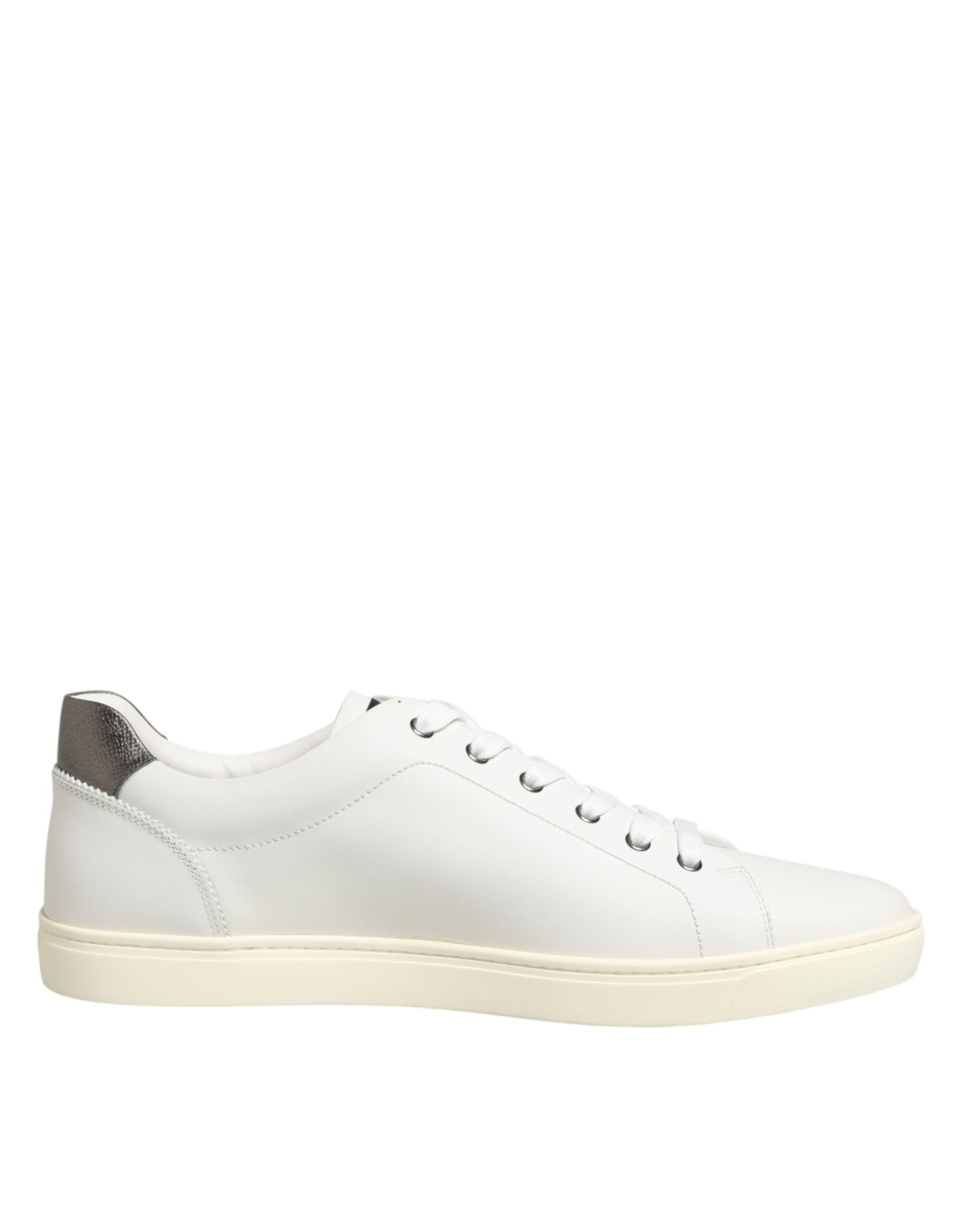 Dolce & Gabbana vita låga sneakers i läder med hjärtutsmyckning