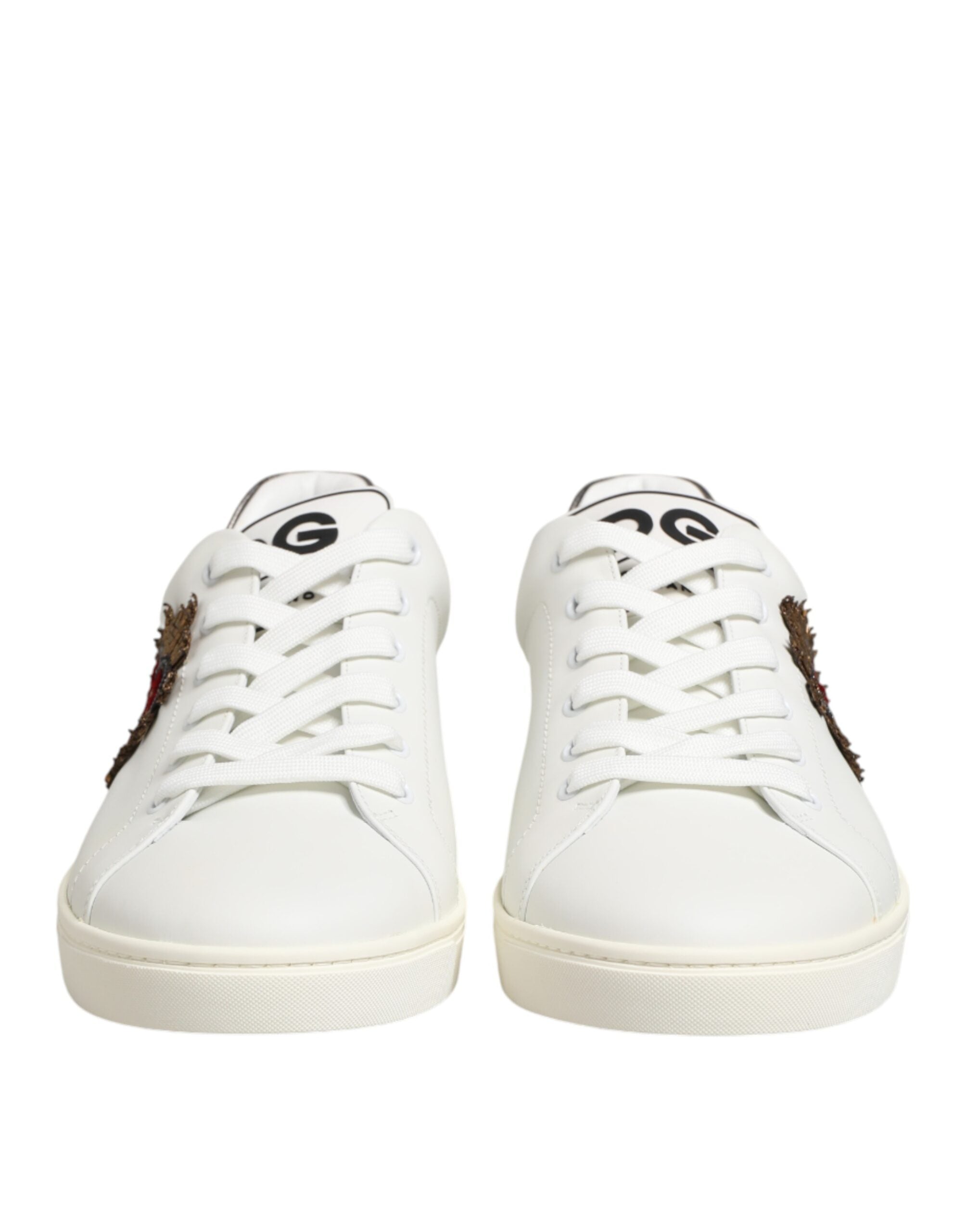 Dolce & Gabbana White Leather Low-Top Sneakers
