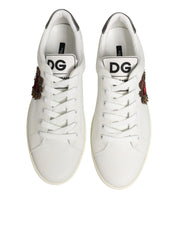 Dolce & Gabbana White Leather Low-Top Sneakers