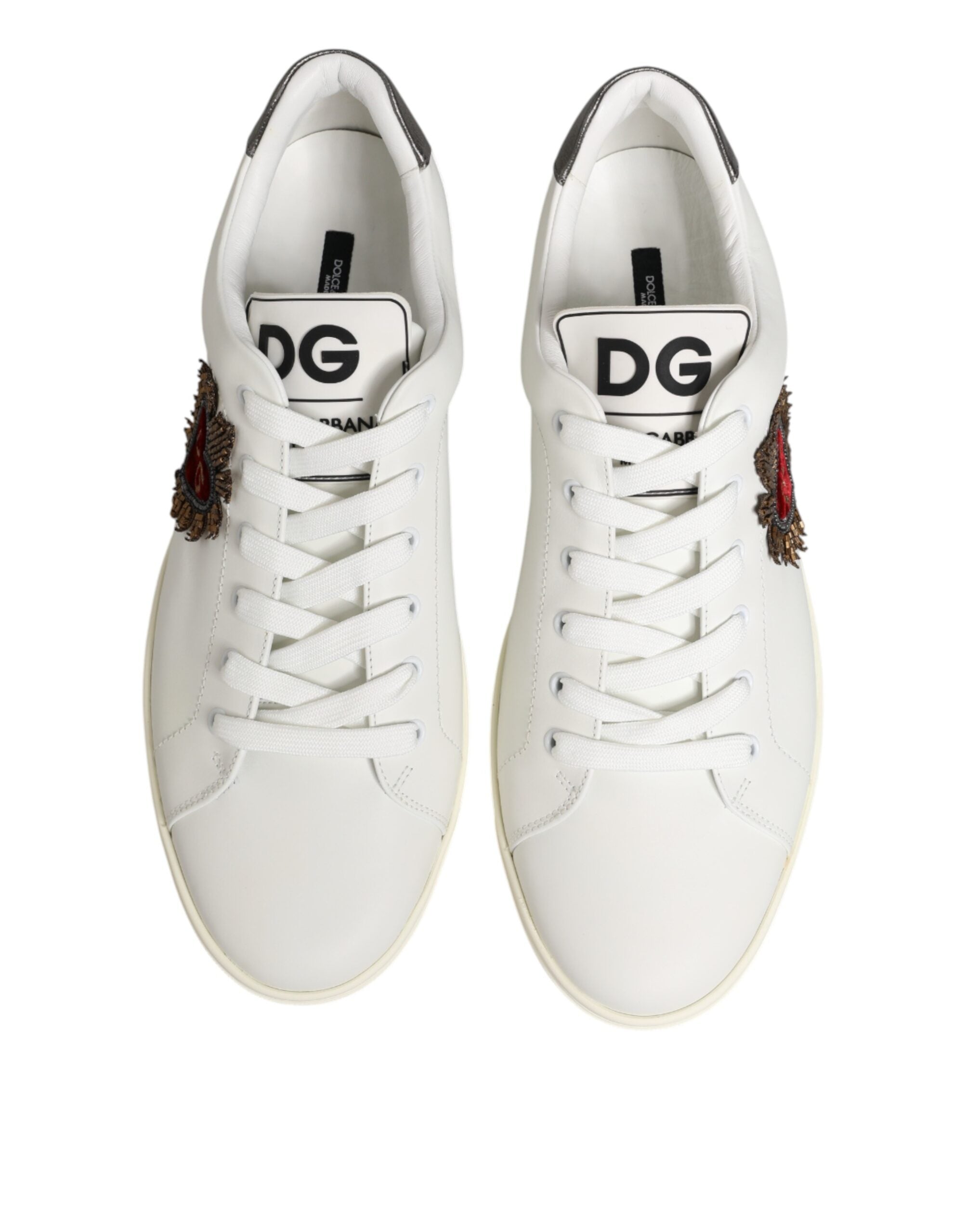 Dolce & Gabbana White Leather Low-Top Sneakers