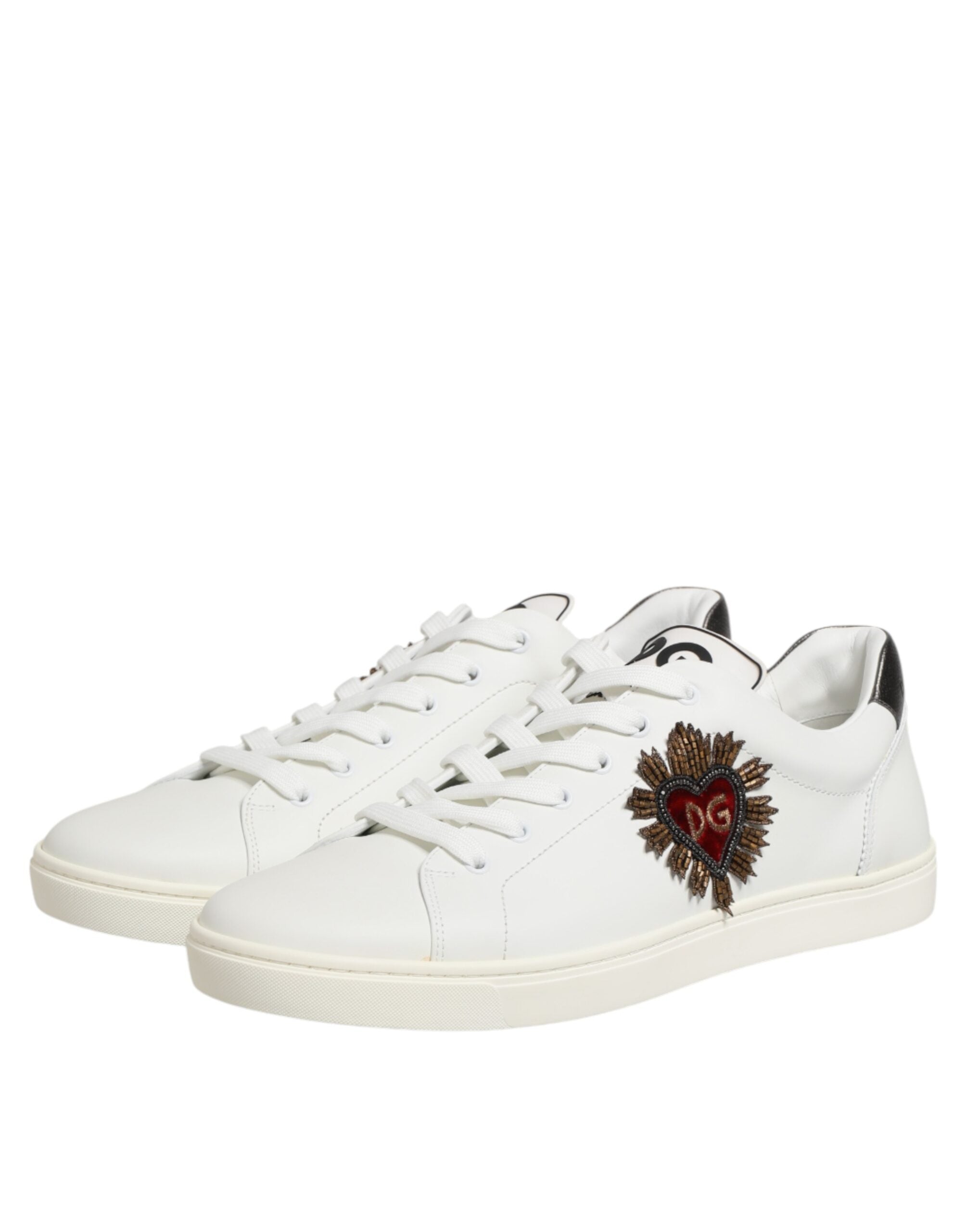 Dolce & Gabbana White Leather Low-Top Sneakers