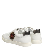 Dolce & Gabbana White Leather Low-Top Sneakers