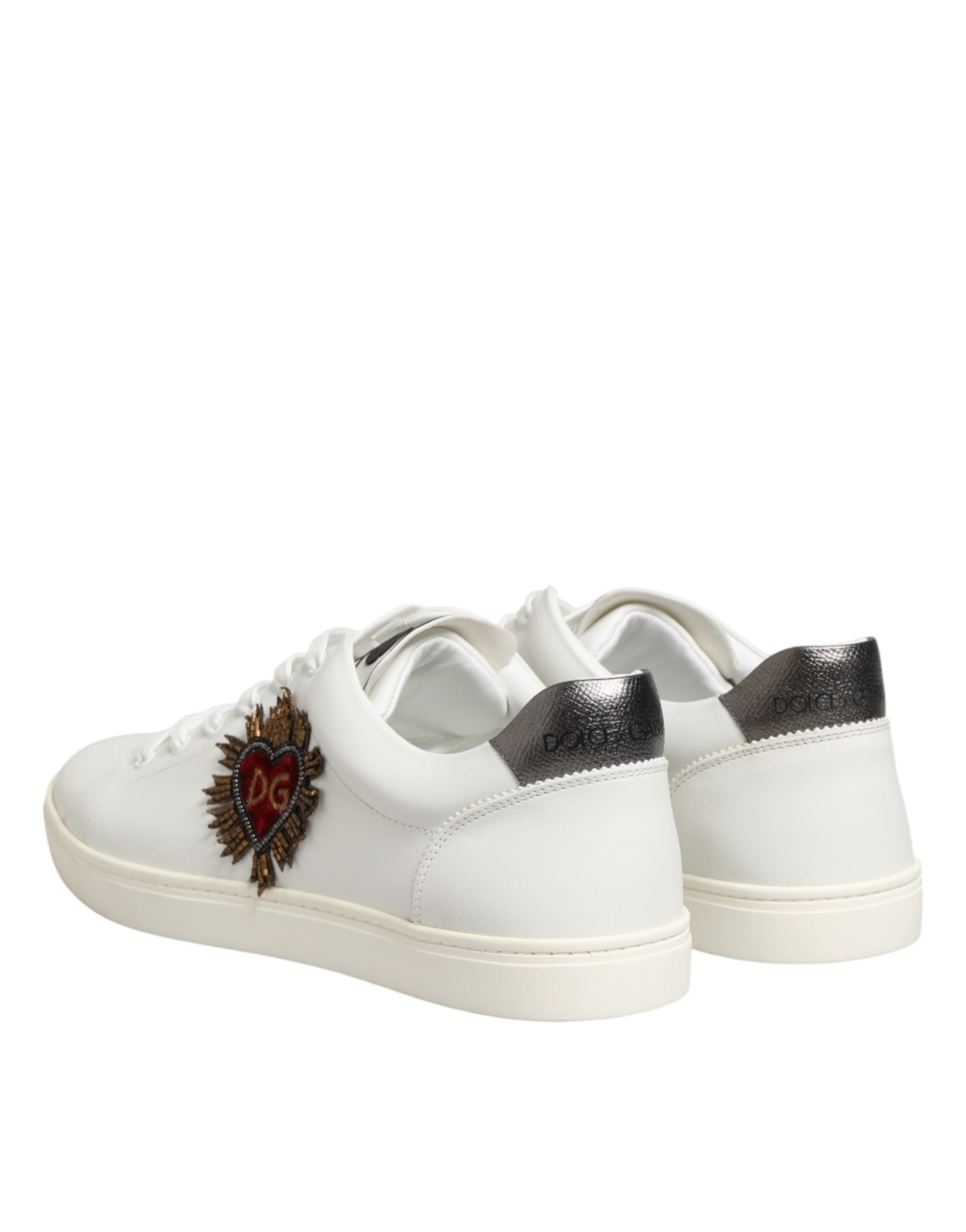 Dolce & Gabbana White Leather Low-Top Sneakers