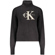 Calvin Klein Nero Cotton Turtleneck Sweater with CK Logo