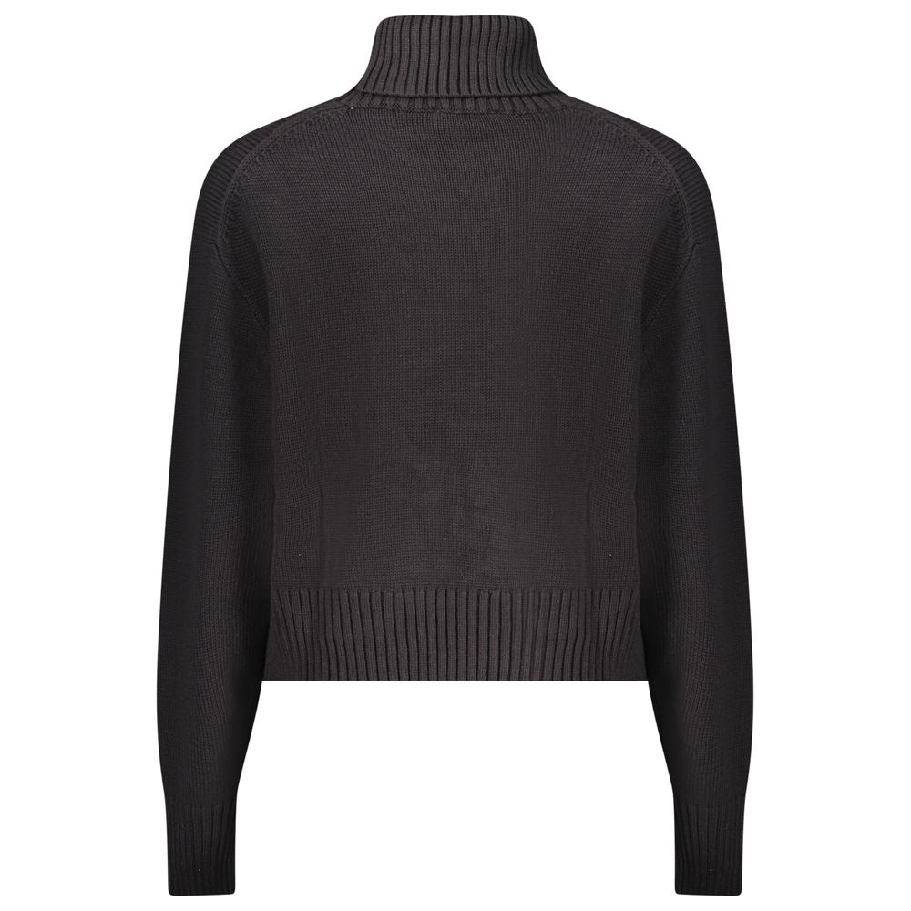 Calvin Klein Nero Cotton Turtleneck Sweater with CK Logo