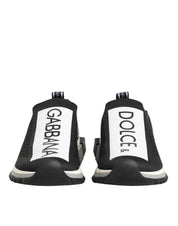 Black Stretch Mesh Slip-on Sneakers with Logo Details