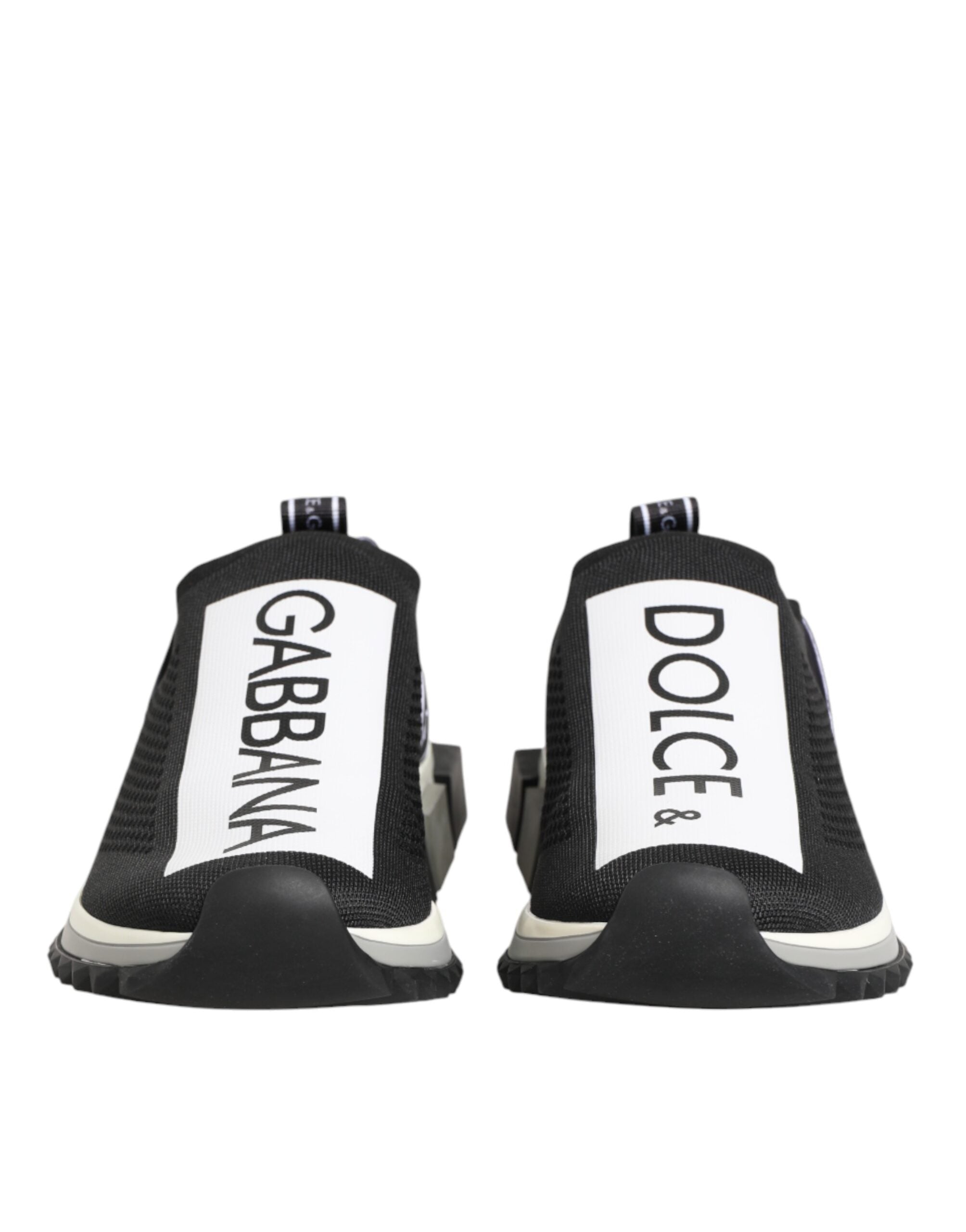 Black Stretch Mesh Slip-on Sneakers with Logo Details