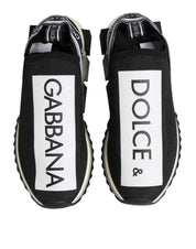 Black Stretch Mesh Slip-on Sneakers with Logo Details