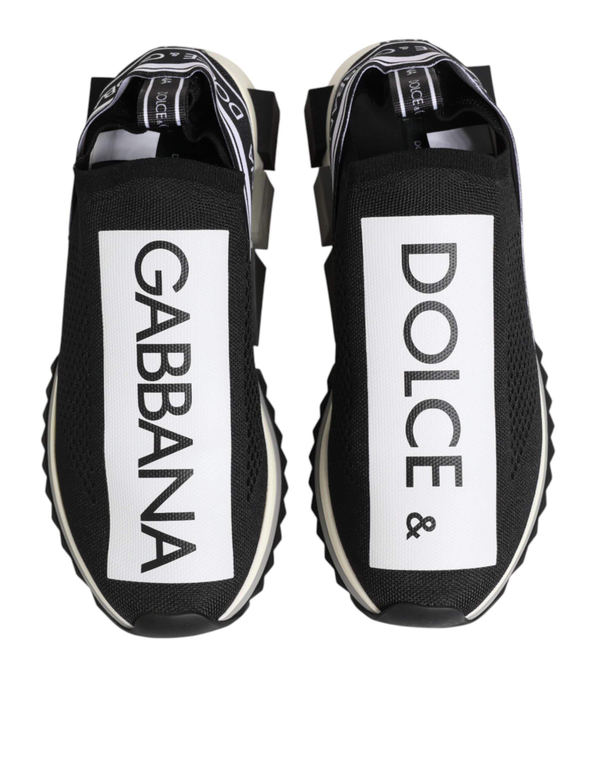Black Stretch Mesh Slip-on Sneakers with Logo Details